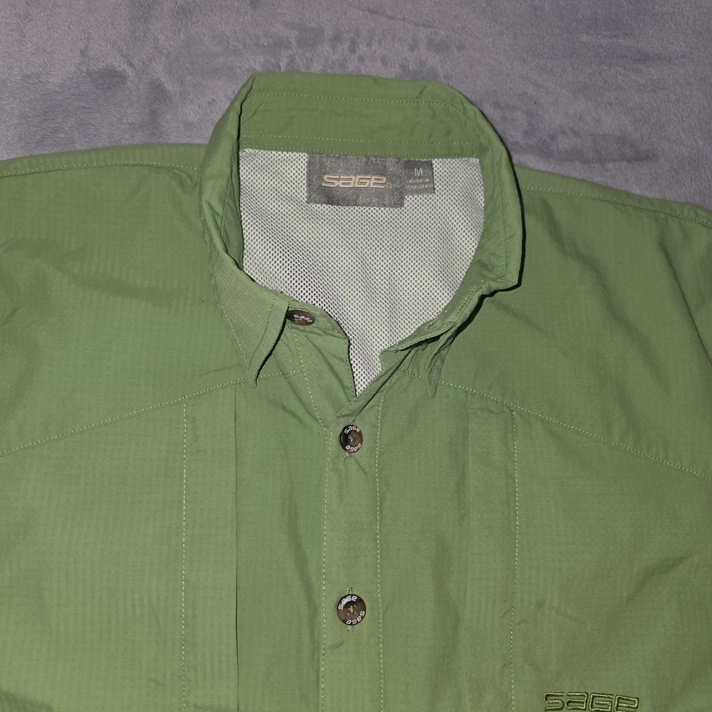 Sage Fly Rods Vented Fishing Ripstop Long Sleeve Guide Shirt Mens Size Medium‎